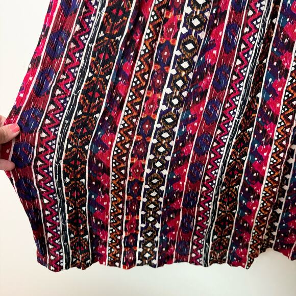 Jamie Brooke black colorful tribal print applique faux button tank midi dress 12 - Picture 4 of 6